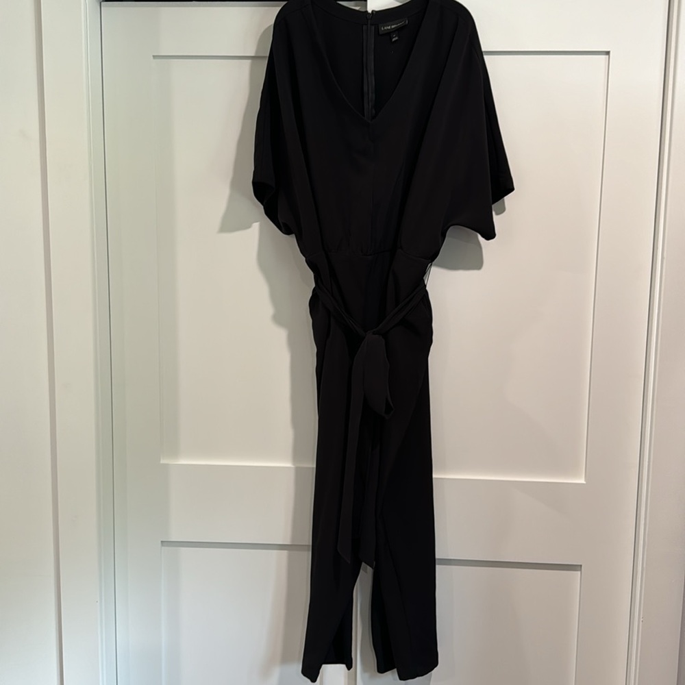 Lane Bryant Black Jumpsuit Shirt Sleeve Belted With Pockets and Belt Size 22 - Picture 2 of 3